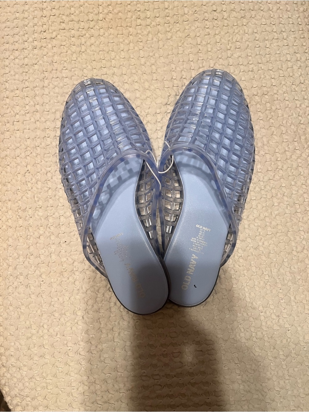 Old Navy Pale Blue Woven Jelly Slide Mules NWT